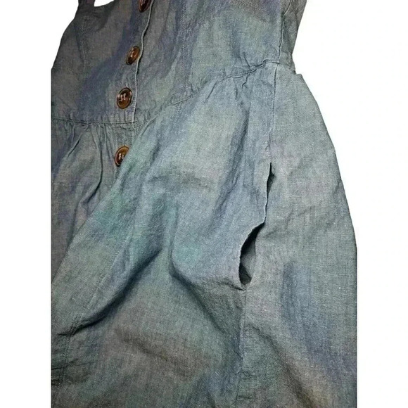 Free People Carolina Chambray Mini Dress denim button down size 6 academia - Picture 11 of 12